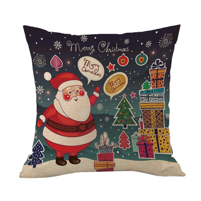 

Tailored Happy Christmas Pillow Cases Linen Sofa Cushion Cover Home Decor Pillow Core