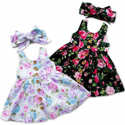 

Kids Toddler Baby Girl Princess Dress Floral Pageant Wedding Party Tutu Dresses