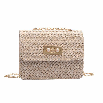 

Pearls Shoulder Messenger Handbags Woven Beach Women Chain Crossbody Bags