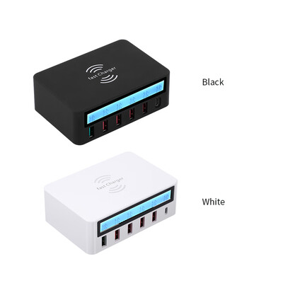 

Smart Charging Station with 6 Ports LCD USB Charging Dock Wireless Charger of Universal Compatibility Charging Station for Family