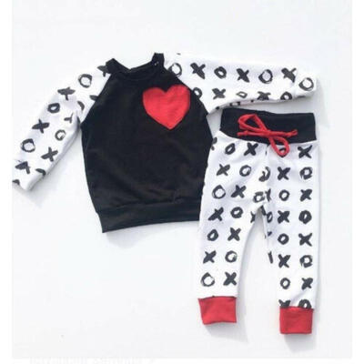 

USA Canis Newborn Baby Boys Girls Long Sleeve XO Tops Long Pants Outfits Clothes