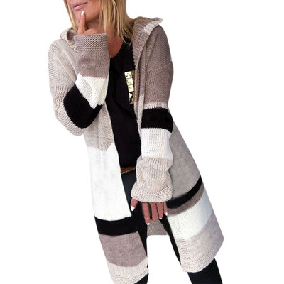 

Toponeto Women Fashion Casual Patchwork Long Sleeve Knit Sweater Cardigans Coat