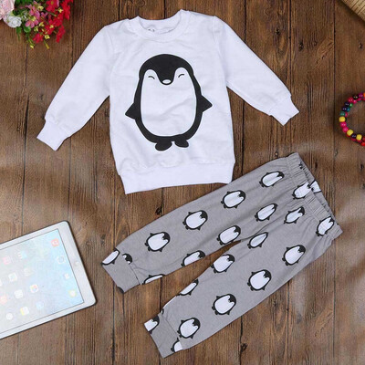 

Kid Baby Girls Boy Children Clothing Penguin Long Sleeve ShirtPant Outfit 70