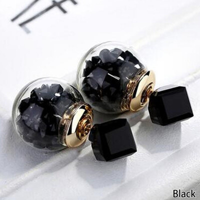 

Crystal Side Selling Fashionable Ear Double with Earrings Earrings Women Novelty Lovely