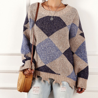 

2019 Autumn Winter Fashion Casual Women O-neck Long sleeeves Knitted sweaters