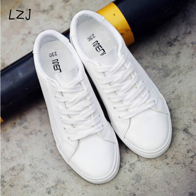 

2018 new spring tenis feminino lace-up white shoes woman PU Leather solid color female shoes casual women shoes sneakers