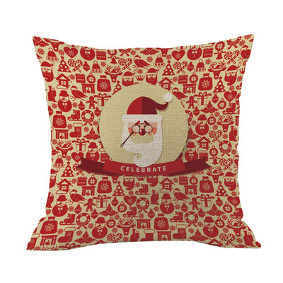 

Tailored Happy Christmas Pillow Cases Linen Sofa Cushion Cover Home Decor Pillow Core
