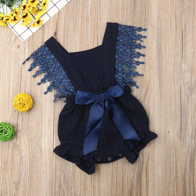 

Solid Newborn Toddler Girls Lace Jumpsuit Bow Bodysuit Romper Summer Clothes