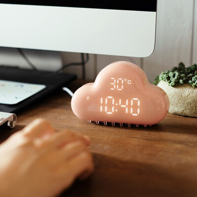 

Gobestart Multifunction Cartoon Cloud Alarm Clock Temperature Lamp Cute USB Charge Clock