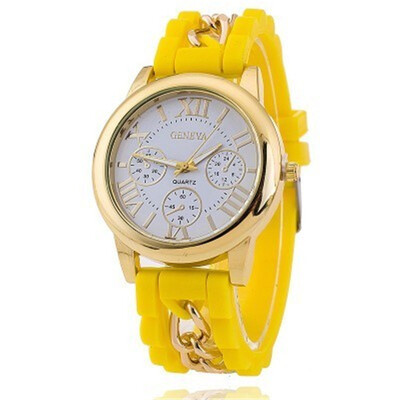 

Geneva fake three-eye watch casual silicone jelly bracelet womens watch