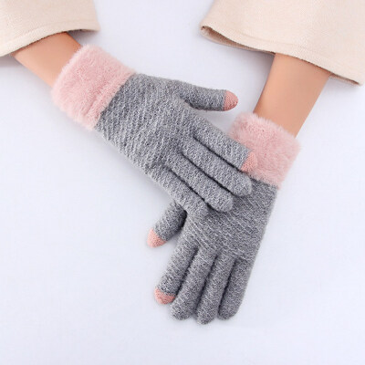 

6 Styles New Fashion Autumn Winter Warm Wool Gloves Thick Knit Gloves Women Full Finger Gloves