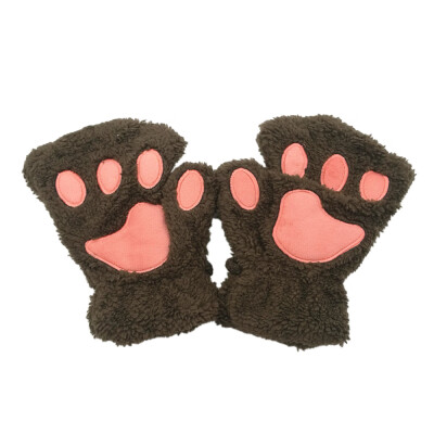 

Women Super Lovely Bear Plush Cat Paw Claw Glove Soft Winter Fingerless Mitten Gloves