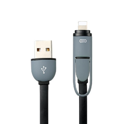 

USB Charging Cable 2 in 1 Charging Cable Micro USB Lightning Ports Mobile Phone Charger for iPhone Android Green