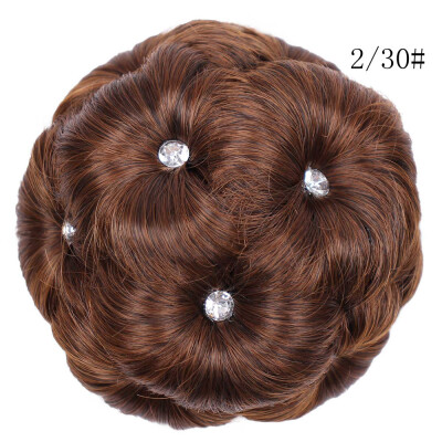 

〖Follure〗Female Wig Hair Ring Curly Bride Makeup Diamond Bun Flowers Chignon Hairpiece