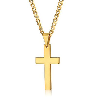 

2017 New Fashion Alloy Men Necklace Alloy Cross Pendant Link Chain