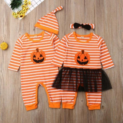 

Newborn Baby Girl Boy Halloween Clothes Ghost Pumpkin Long Sleeve Romper Jumpsuit Dress Outfit