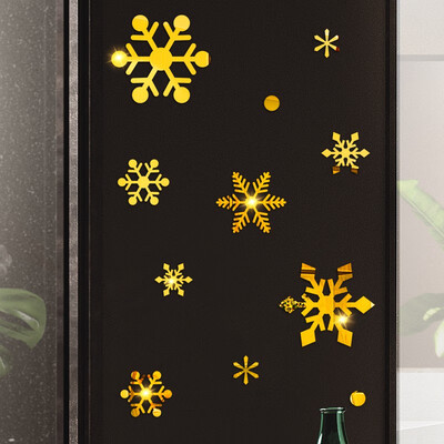 

Siaonvr Gold Silver Snowflake Christmas Wall Sticker Home Decoration Mirror Sticker