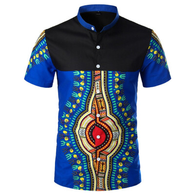 

Tailored Men Africa Summer Bohe Short Sleeve Basic T Shirt Blouse Fit Slim Top