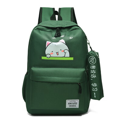 

Fashion Shoulder Bag Women Leisure Travel Korean Edition Campus Cartoon Lovely Backpack Student Bag Two-piece Set