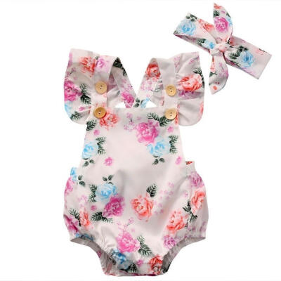 

Infant Baby Girls Floral Romper Bodysuit Jumpsuit Clothes Summer Sunsuit Outfits Set