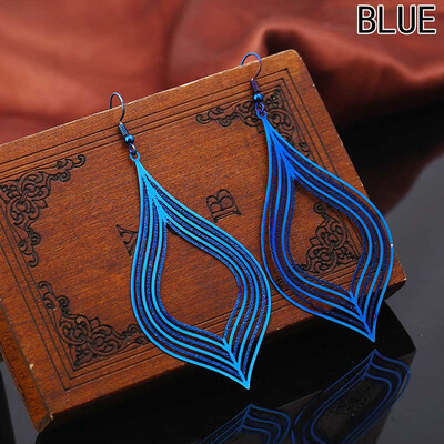 

1Pair Large Steel Hook Drop Dangle Gold Blue Ear Stud Trend Charm Earrings Decor