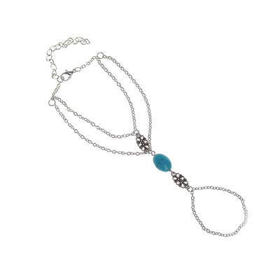 

Fashion Chain Bracelet Drop Punk Silver Color Women Metal Hand Harness Chain Beads Boho Jewelry
