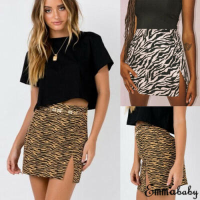 

UK Womens Bodycon Zebra Leopard Print Skirt Stretch Short Mini Pencial Skirts