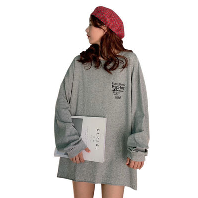 

Plus Size T-Shirt Women Cartoon Letter Print Loose TShirt Autumn Long Sleeve Casual Female Tops Simple Solid Ladies T-Shirts