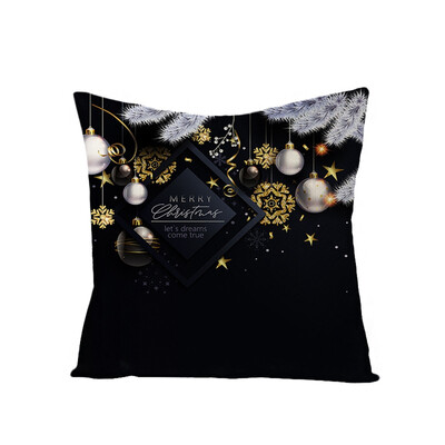 

Merry Christmas Pillow Case Glitter Linen Sofa Throw Cushion Cover Home Decor