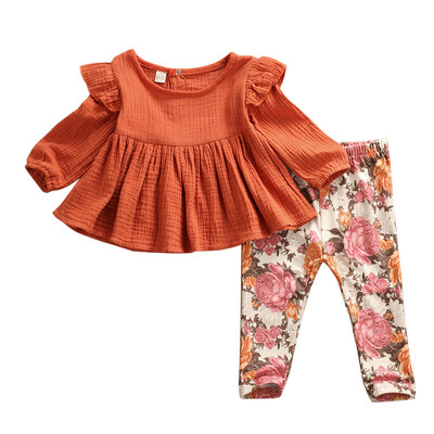 

Newborn Kid Baby Girl Flower print Clothes Top T Shirt Pants Tracksuit Outfit