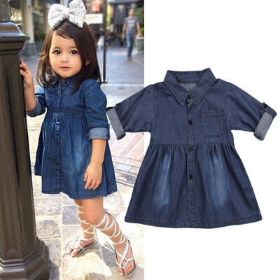 

Cute Toddler Kids Baby Girls Toddler Denim Jeans Casual Party Tutu Dress Clothes