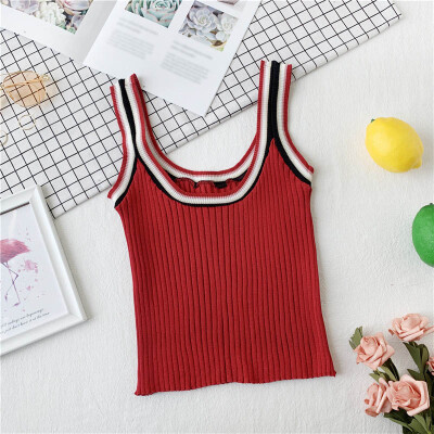 

Women Fahsion Concise All-match Slim Fit Color-blocked Casual Sport Camisole