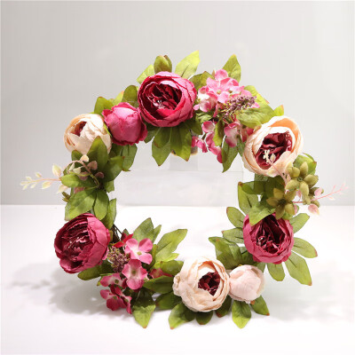 

Artificial Simulation Peony Flower Door Wall Hanging Wreath 40cm Xmas Home Decor