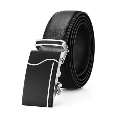 

xsby Men Leather Belt Ratchet Dress Belt with Automatic Solid Buckle