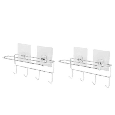 

Gobestart Hanging Drill-free Kitchenware Rack Hooks Iron Storage Holder High Quality 2PC