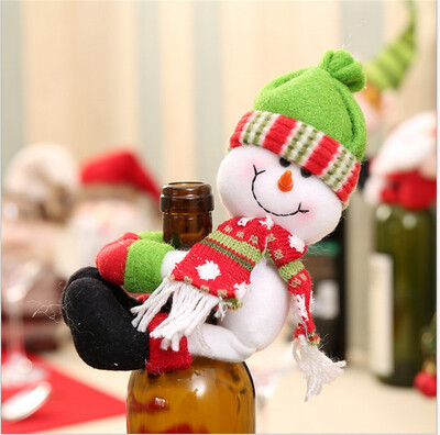 

Tailored Christmas Decor Red Wine Bottle Cover Bags Decoration Home Party Santa Claus