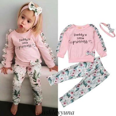 

Newborn Kid Baby Girl Floral Clothes Tops T Shirt Tee Pants Tracksuit Outfit Set