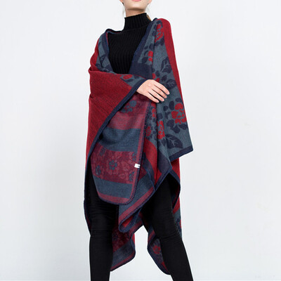 

Toponeto Fashion Women Blanket Flower Design Coat Wrap Cozy Shawl
