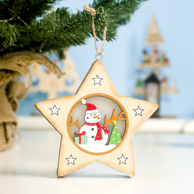 

Siaonvr Christmas Wood Painted Snowman Light Card Christmas Tree Light Small Pendant