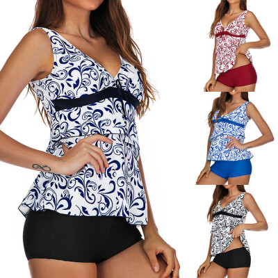 

Roseonmyhand Women Plus Size Print Tankini Swimjupmsuit Swimsuit Beachwear Padded Swimwear