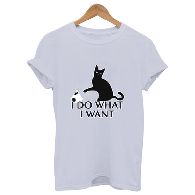 

Starmoon Women Summer Vintage Cat Print Tee Shirt Short Sleeve T-shirts Top Blouse