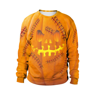 

Toponeto Mens Casual Scary Halloween Lover 3D Print Party Long Sleeve NOhoodie Top Blouse
