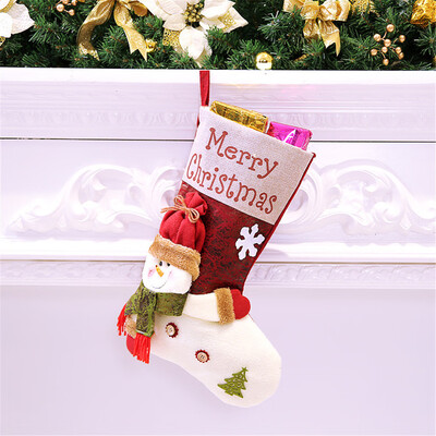 

Toponeto Candy Bag Christmas Gifts Tree Ornament Stocking Santa Claus Snowman Sock Decor