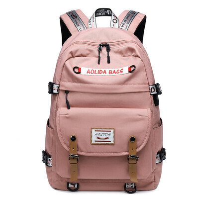 

Marsoul new solid color nylon handbag shoulder bag womens casual backpack female large capacity middle school student bag