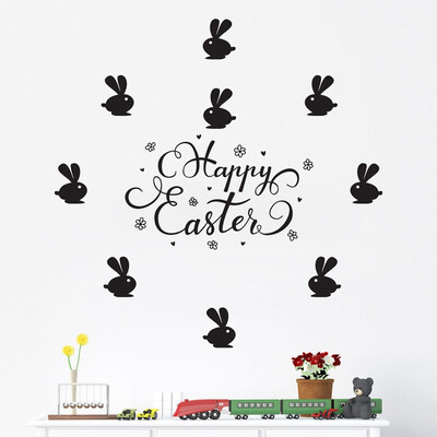 

〖Follure〗Happy Easter Rabbit Vinyl Decal Art Wall Sticker DIY Home Room Decor