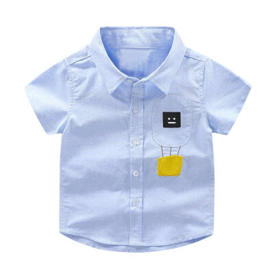 

Summer Gentleman Short Sleeve Boys Shirts Cute Patch Cotton Tee Shirt Tops