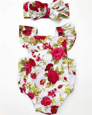 

Newborn Baby Girl Clothes Flower Jumpsuit Romper Bodysuit Headband Outfits
