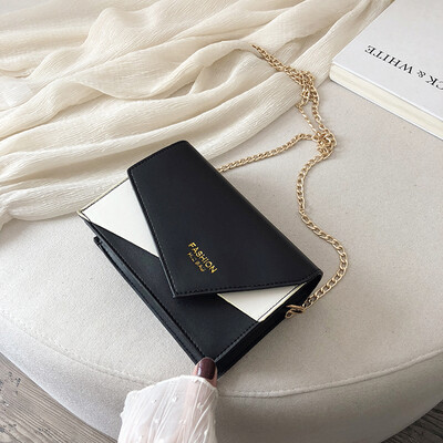 

Sen temperament contrast color small square bag 2019 new wave fashion casual chain Messenger bag wild letter shoulder bag