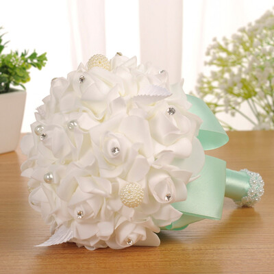 

Toponeto Crystal Roses Bridesmaid Wedding Bouquet Bridal Artificial Silk Flowers