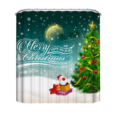 

Gobestart Christmas Waterproof Polyester Bathroom Shower Curtain Decor With Hooks New D